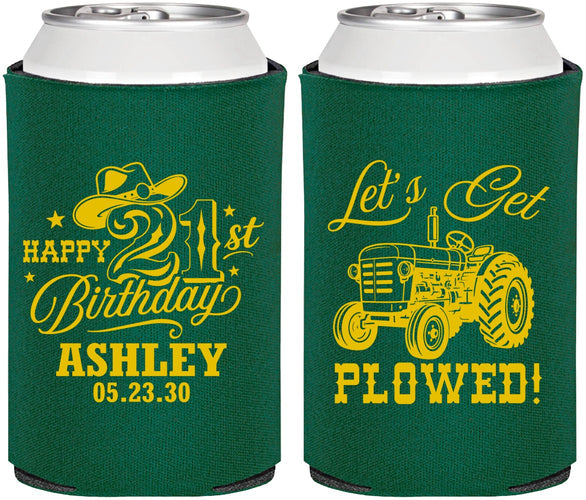 Personalized 21st Birthday Can Coolers - Lets Get Plowed | 340012
