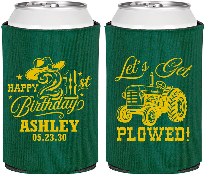 Personalized 21st Birthday Can Coolers - Lets Get Plowed | 340012