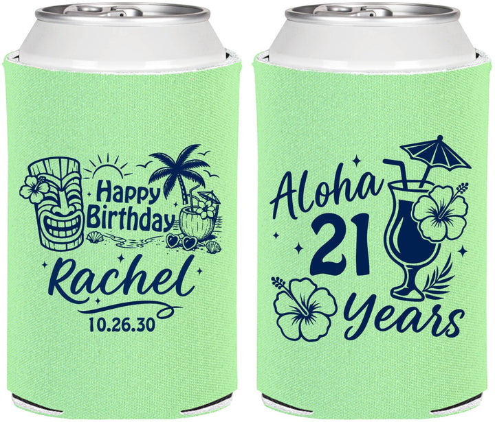 Personalized 21st Birthday Can Coolers - Aloha Hawaii | 340016