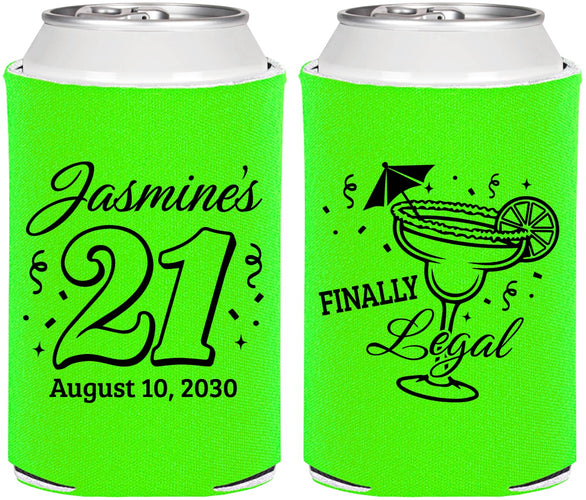 Personalized 21st Birthday Can Coolers - Finally Legal | 340018