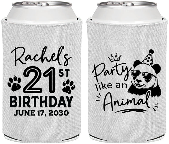 Personalized 21st Birthday Can Coolers - Party Like An Animal Panda | 340021