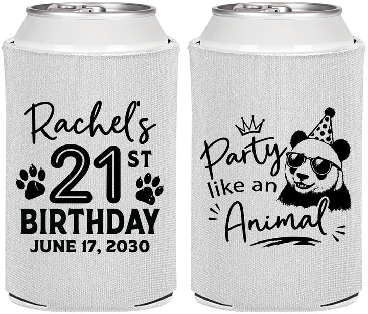 Personalized 21st Birthday Can Coolers - Party Like An Animal Panda | 340021