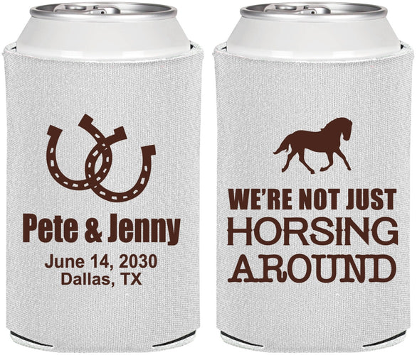 Personalized Wedding Can Coolers - Horseshoe | 341