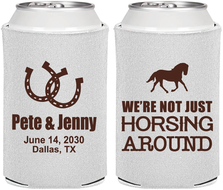 Personalized Wedding Can Coolers - Horseshoe | 341