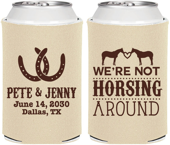 Personalized Wedding Can Coolers - Horseshoe | 342