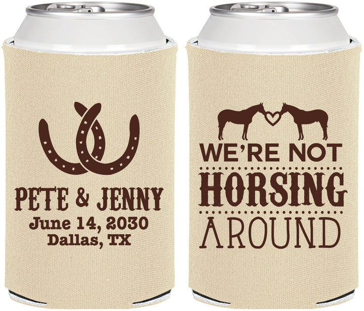 Personalized Wedding Can Coolers - Horseshoe | 342