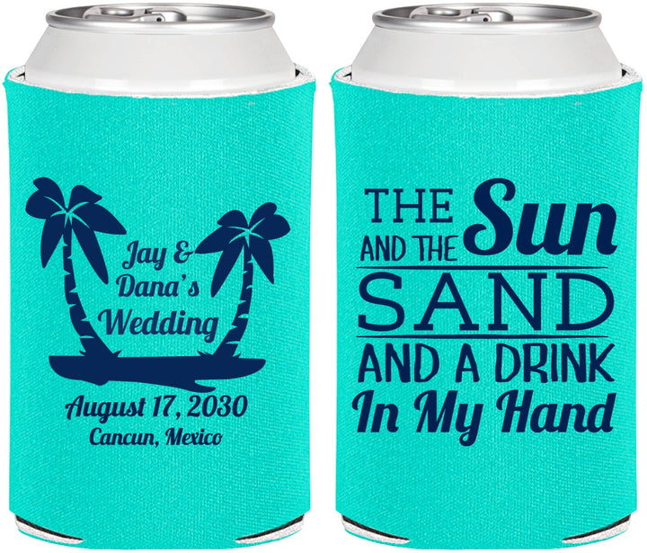 Personalized Wedding Can Coolers - Beach | 350