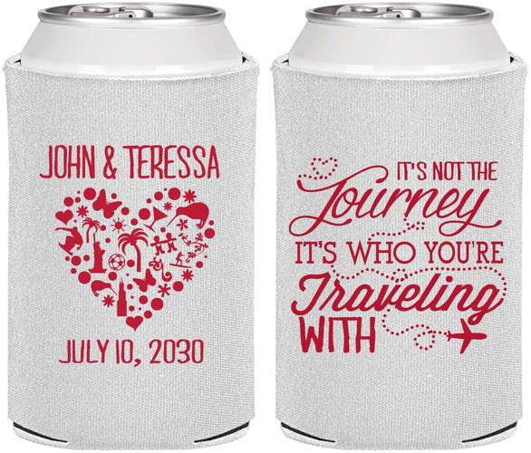 Personalized Wedding Can Coolers - Journey Traveling With | 354
