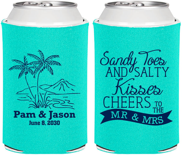 Personalized Wedding Can Coolers - Beach | 358