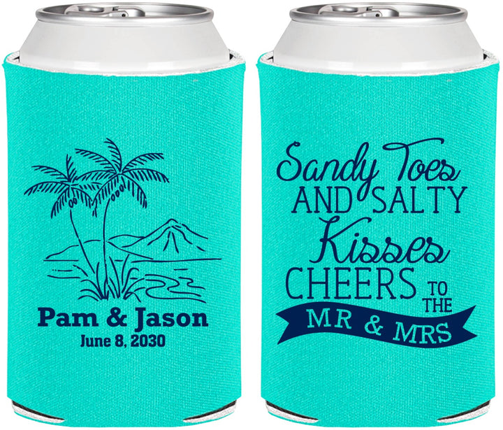 Personalized Wedding Can Coolers - Beach | 358