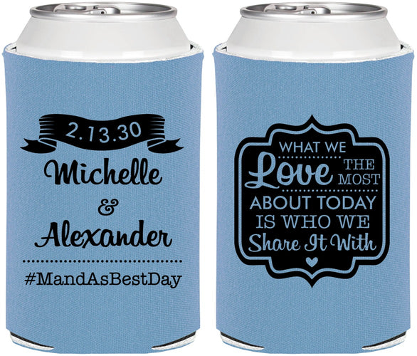 Personalized Wedding Can Coolers - Love Story | 359