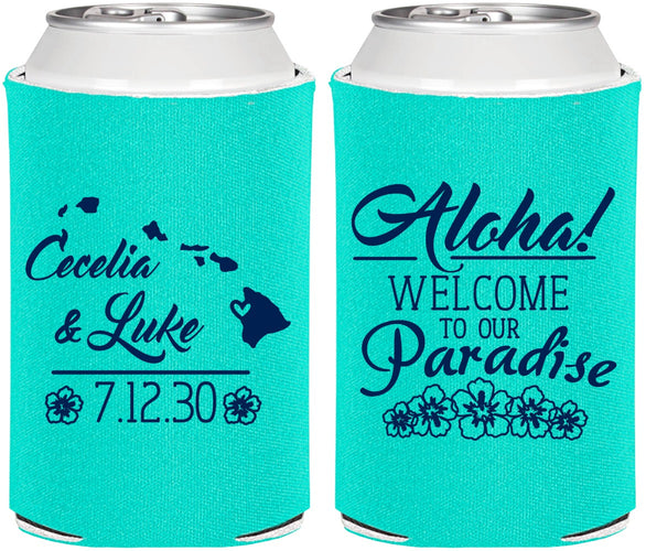 Personalized Wedding Can Coolers - Hawaii | 365