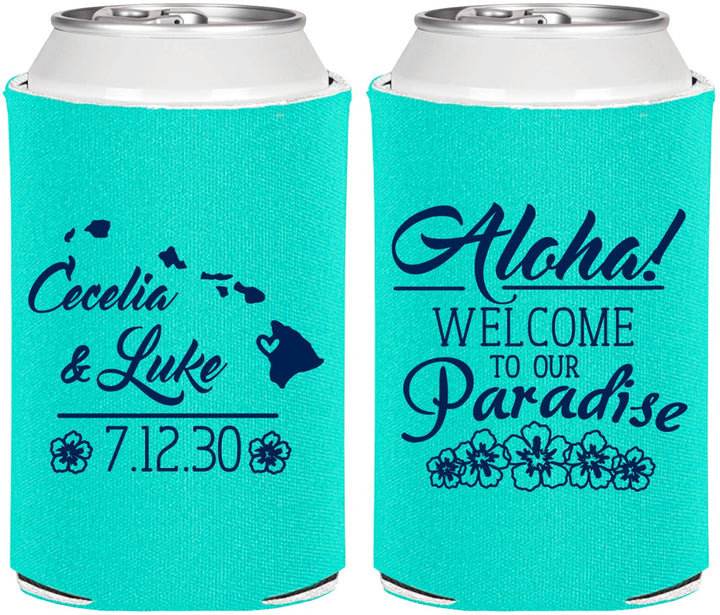 Personalized Wedding Can Coolers - Hawaii | 365