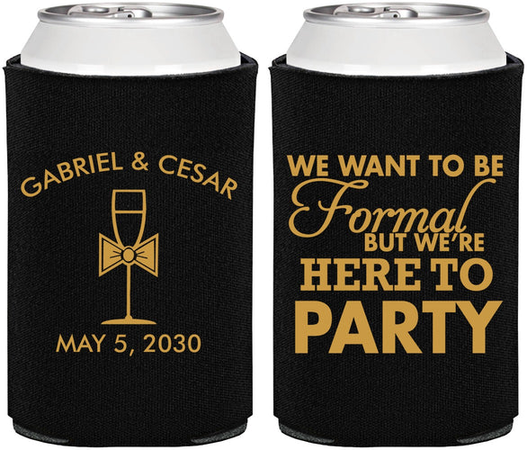 Personalized Wedding Can Coolers - Formal Here To Party | 366