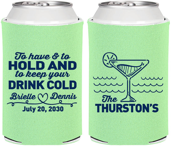 Personalized Wedding Can Coolers - To Have And To Hold | 375