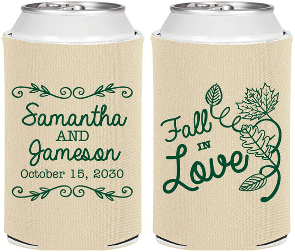 Personalized Wedding Can Coolers - Fall In Love | 377