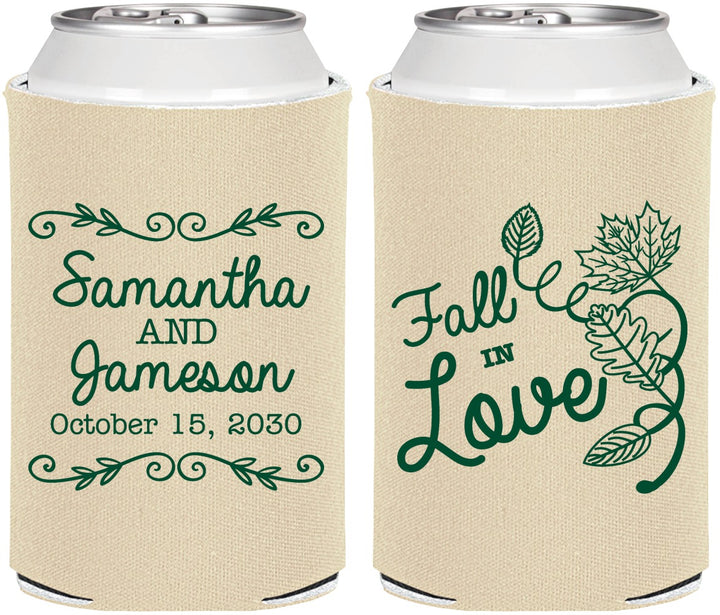 Personalized Wedding Can Coolers - Fall In Love | 377