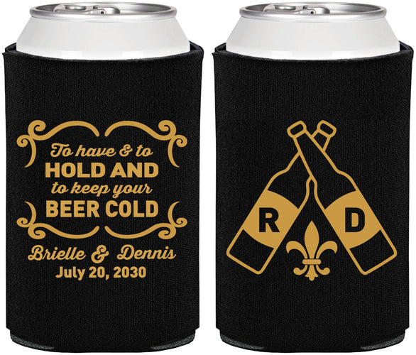 Personalized Wedding Can Coolers - Fleur De Lis | 378
