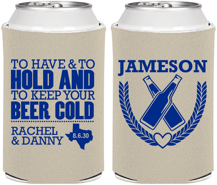 Personalized Wedding Can Coolers - To Have And To Hold | 379