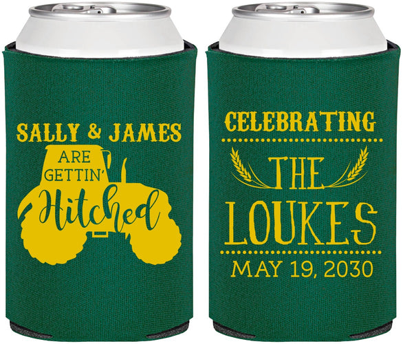 Personalized Wedding Can Coolers - Tractor | 381