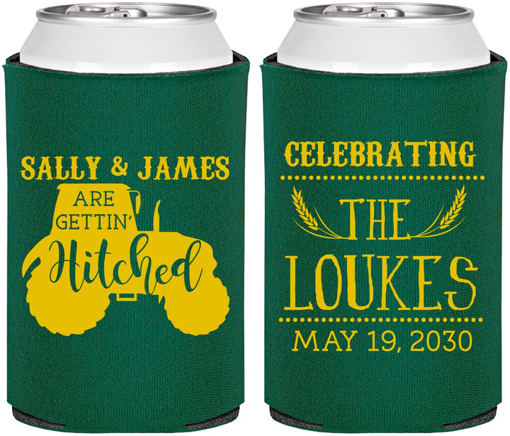 Personalized Wedding Can Coolers - Tractor | 381