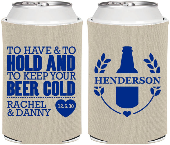Personalized Wedding Can Coolers - To Have And To Hold | 384