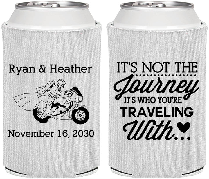 Personalized Wedding Can Coolers - Journey Traveling With | 385