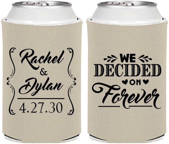 Personalized Wedding Can Coolers - We Decided On Forever | 386