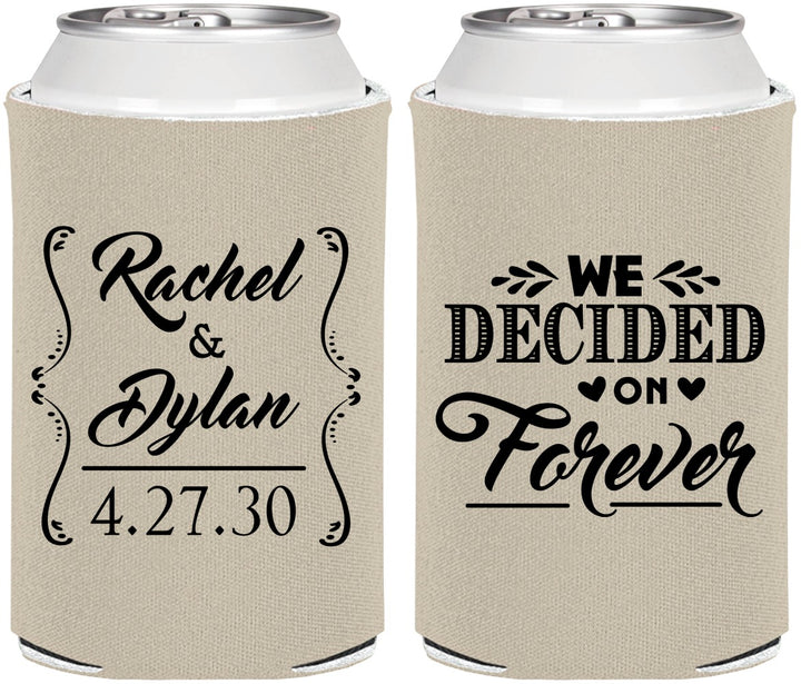 Personalized Wedding Can Coolers - We Decided On Forever | 386