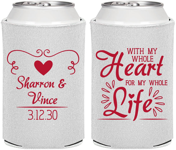Personalized Wedding Can Coolers - Heart Life | 387