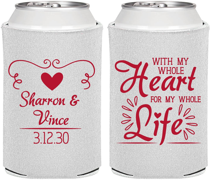 Personalized Wedding Can Coolers - Heart Life | 387