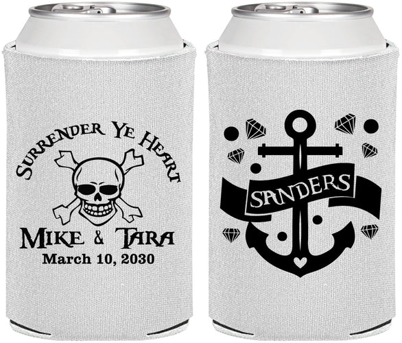 Personalized Wedding Can Coolers - Anchor Nautical | 391