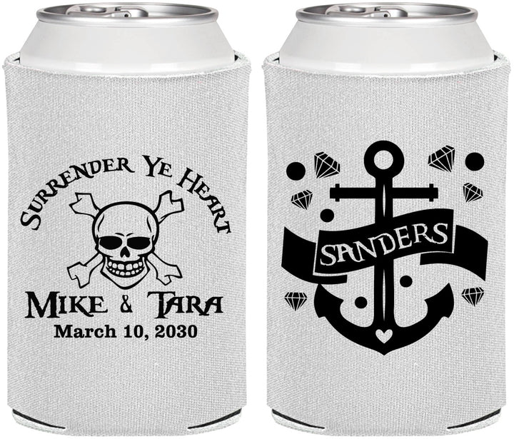 Personalized Wedding Can Coolers - Anchor Nautical | 391