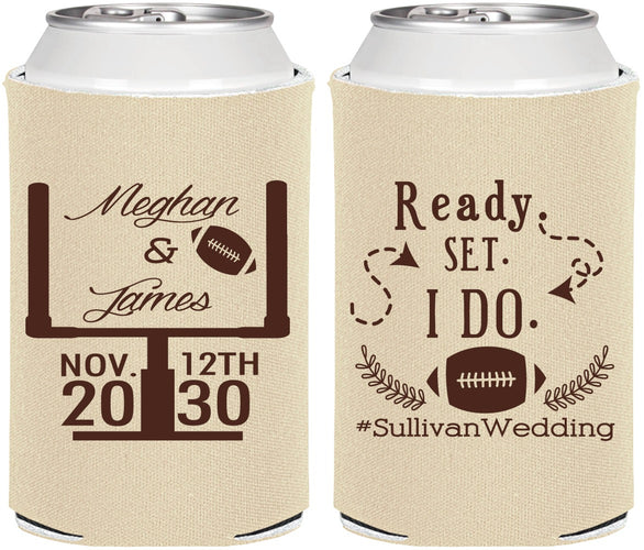 Personalized Wedding Can Coolers - Football | 394