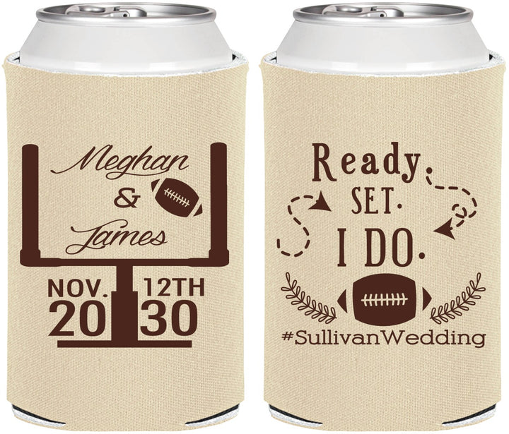 Personalized Wedding Can Coolers - Football | 394