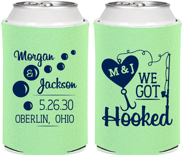 Personalized Wedding Can Coolers - We Got Hooked Fish | 396