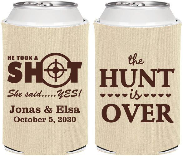 Personalized Wedding Can Coolers - The Hunt Is Over | 400
