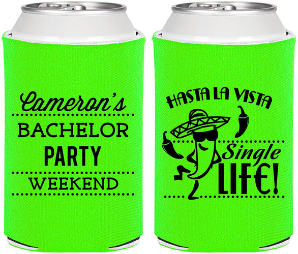 Personalized Bachelor Party Can Coolers - Hast La Vista Single Life | 40003