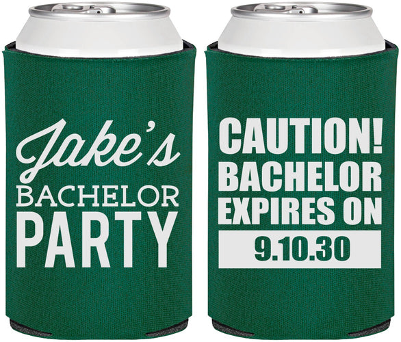 Personalized Bachelor Party Can Coolers - Caution Expires On | 40009