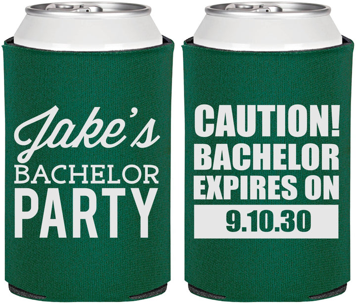 Personalized Bachelor Party Can Coolers - Caution Expires On | 40009