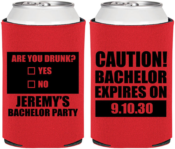 Personalized Bachelor Party Can Coolers - Caution Expires On | 40012