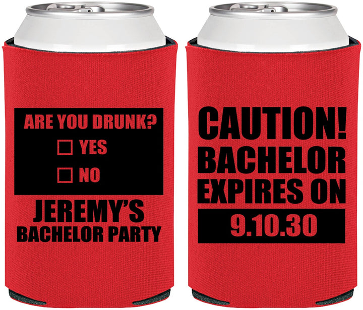 Personalized Bachelor Party Can Coolers - Caution Expires On | 40012