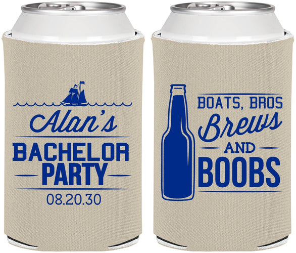 Personalized Bachelor Party Can Coolers - Brews And Boobs | 40022