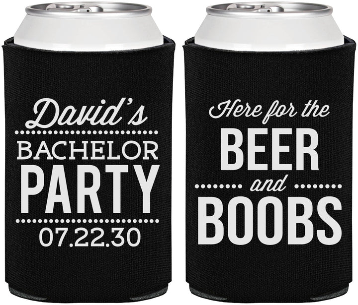 Personalized Bachelor Party Can Coolers - Beer And Boobs | 40027