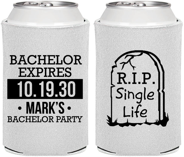 Personalized Bachelor Party Can Coolers - Rip Single Life | 40028