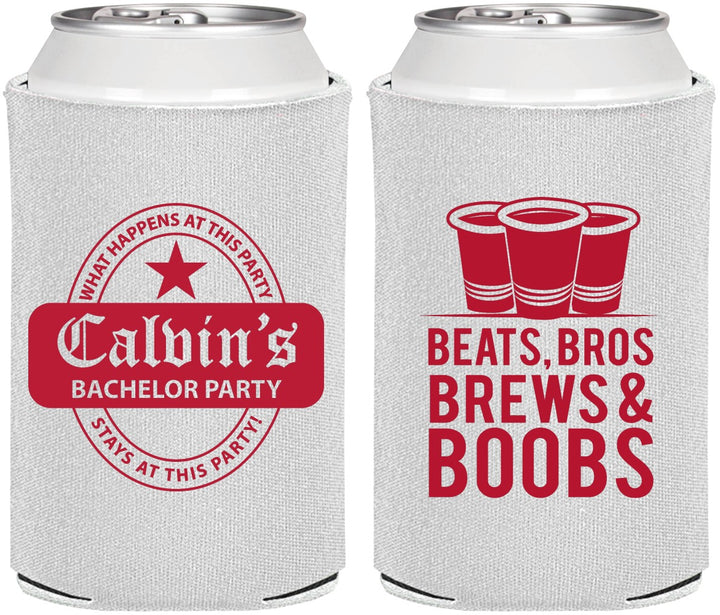 Personalized Bachelor Party Can Coolers - Brews And Boobs | 40031