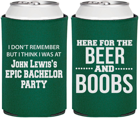 Personalized Bachelor Party Can Coolers - Beer And Boobs | 40039