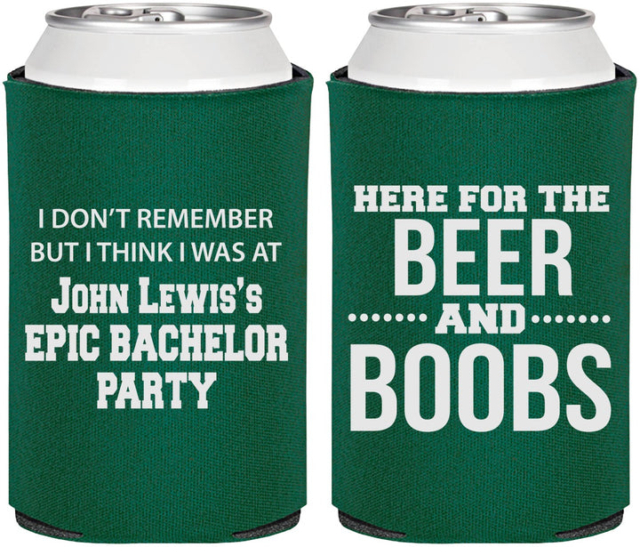 Personalized Bachelor Party Can Coolers - Beer And Boobs | 40039