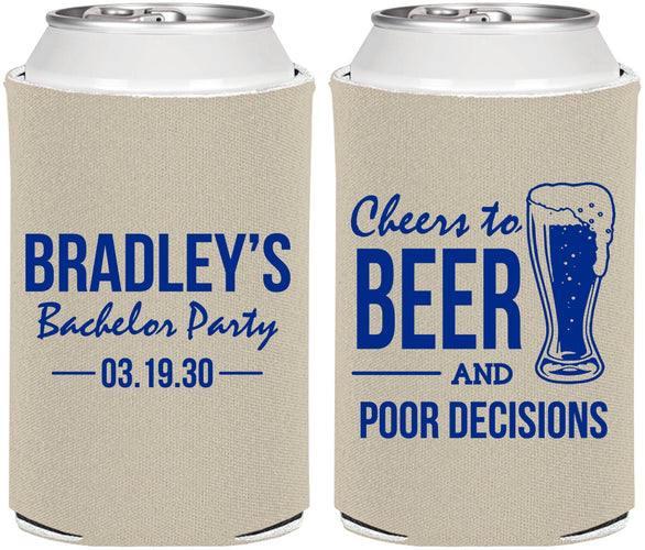 Personalized Bachelor Party Can Coolers - Beer Pour Decisions | 40045
