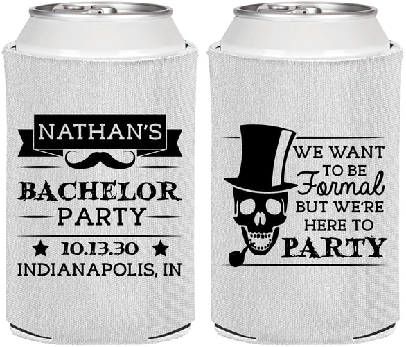 Personalized Bachelor Party Can Coolers - Formal Skeleton | 40048